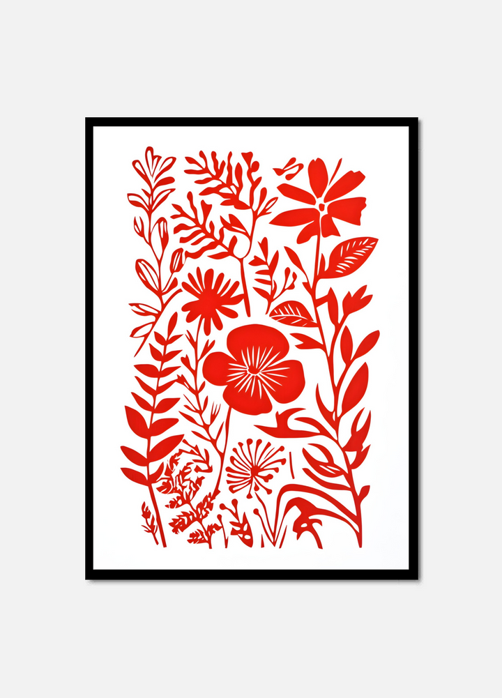 Red Blossoms on White