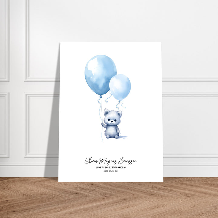 TEDDY WITH BALLOONS PERSONAL POSTER - Personliga posters och tavlor. Skapa din egen poster genom denna produkt med personlig text för att göra ditt utrymme personligt - Picassan