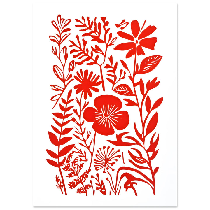 Red Blossoms on White