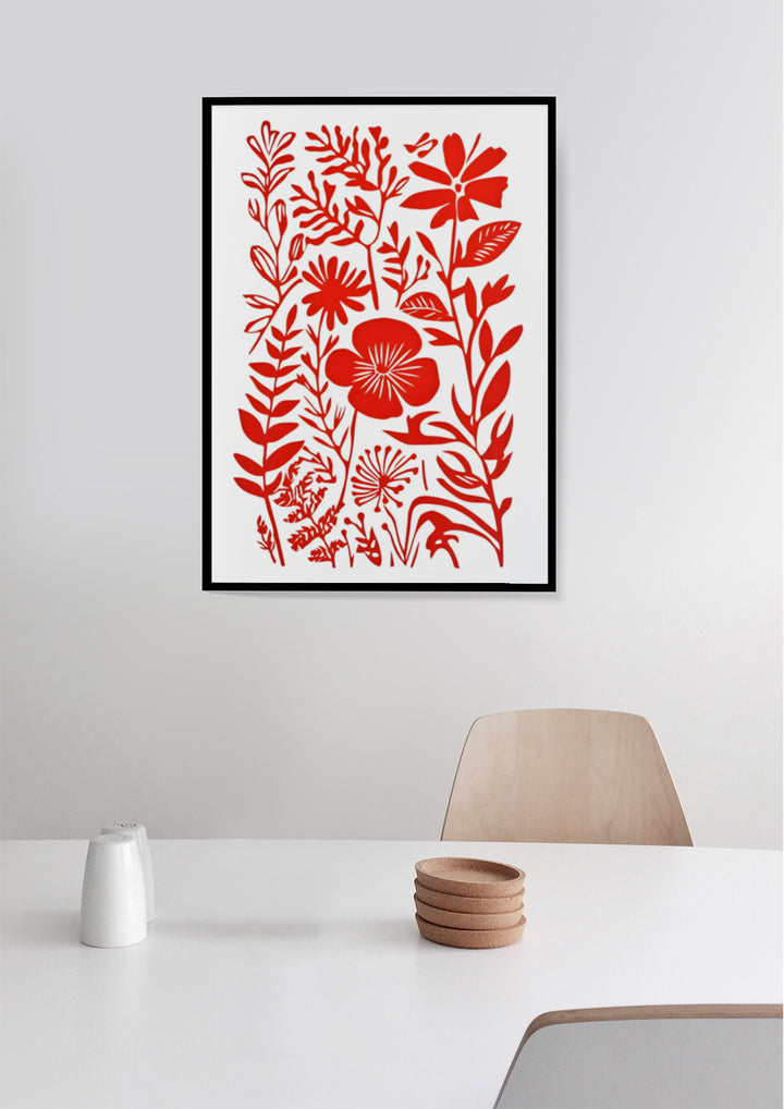 Red Blossoms on White